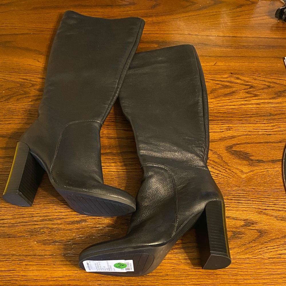 Kenneth Cole Black Leather Knee High Boots - Picture 9 of 13